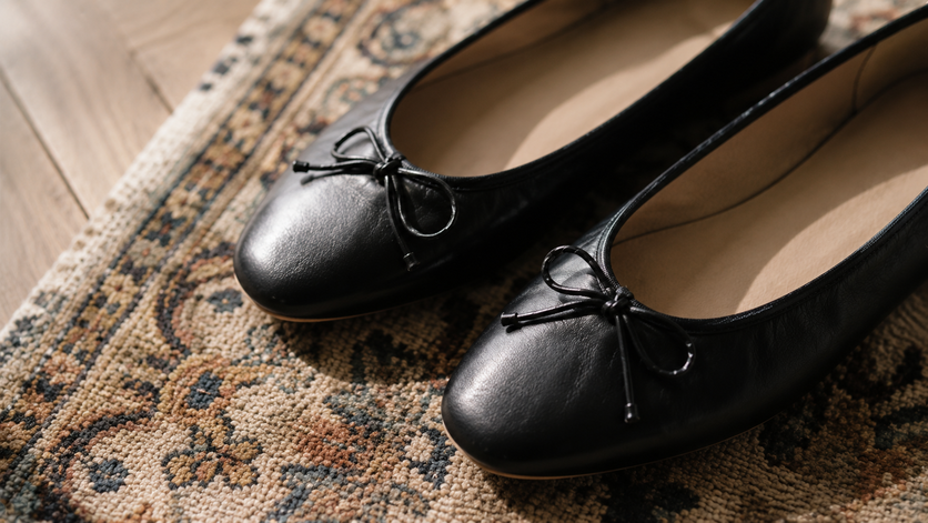 black leather ballet flats vintage aesthetic