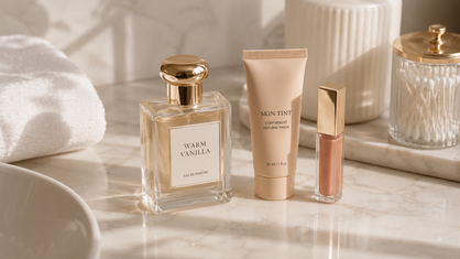 vanilla perfume and clean girl aesthetic beauty products