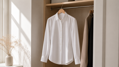 crisp white button down cotton shirt for office