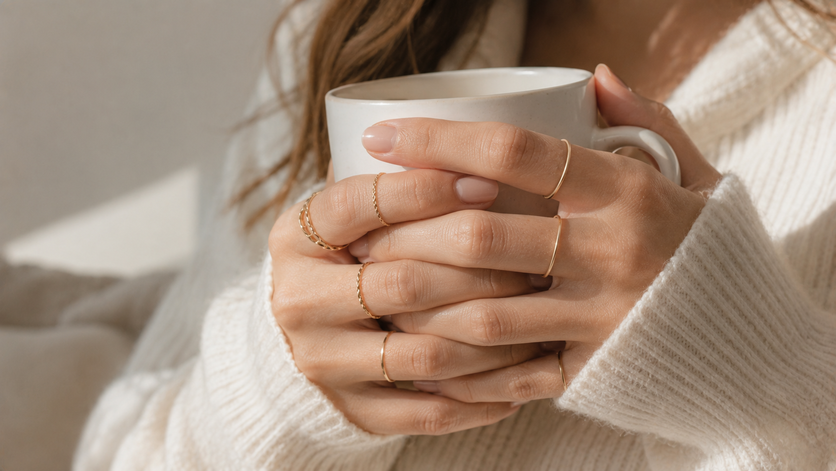 delicate gold stacking rings minimalist jewelry