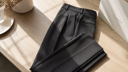 charcoal grey wide leg trousers office wear