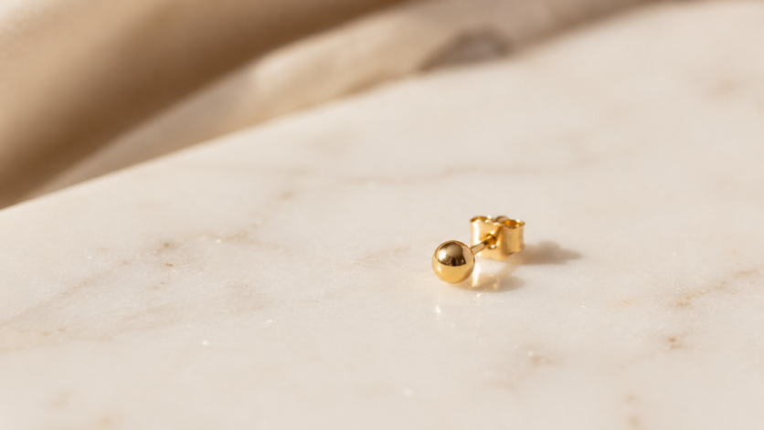 classic solid gold ball stud earring