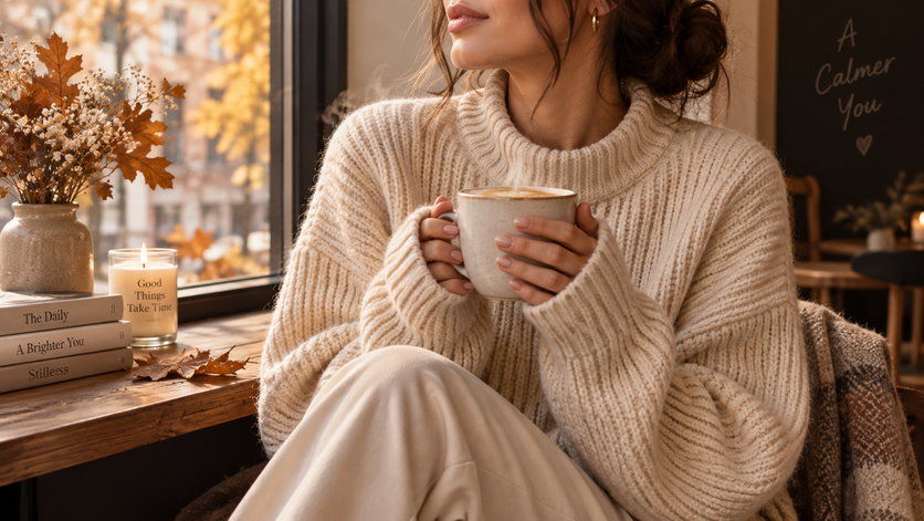 cozy chunky neutral knit sweater fall outfit