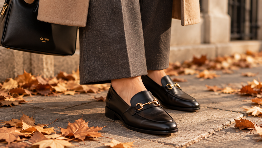 black leather loafers fall footwear